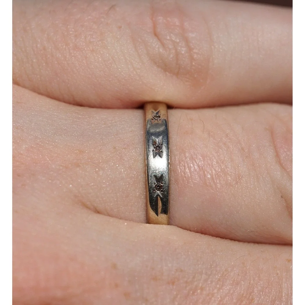 Men's Vintage 14k Solid White Gold Natural Single Cut Diamond Ring - Size 11.25